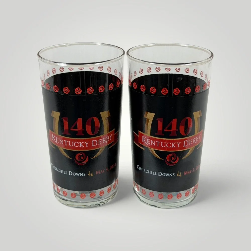 Set of 2 140th Kentucky Derby 2014 Mint Julep Glasses Churchill Downs Winners